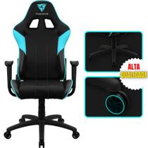 Cadeira Gamer Escritório ThunderX3 EC3 Encosto Reclinável material sintético de Alta Qualidade Azul / Ciano