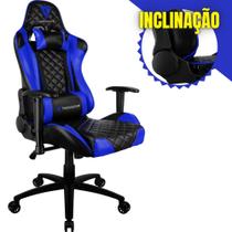 Cadeira Gamer Escritório ThunderX3 Giratória com Rodinhas Apoio para Cabeça e Apoios de Braços 2D - Azul