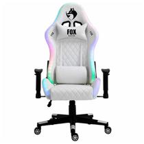 Cadeira Gamer Fox Com Iluminação RGB Apoio Ajustável Branca