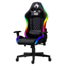 Cadeira Gamer Fox Com Iluminação RGB Apoio Ajustavel Com Som Embutido Preta