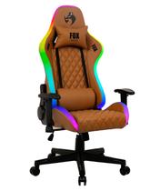 Cadeira Gamer Fox Com Iluminação RGB Apoio Ajustável Marrom