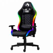 Cadeira Gamer Fox Com Iluminação RGB Apoio Ajustável Preta