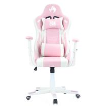 Cadeira Gamer Fox Com Iluminação RGB Apoio Ajustavel Rosa e Branco