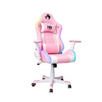 Cadeira Gamer Fox Com Iluminação RGB Apoio Ajustavel Rosa e Preto