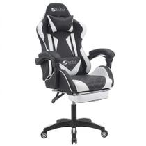 Cadeira Gamer Giratória com Encosto Reclinável Ômega material sintético Preto/Branco - Sallar Home Cadeira Gamer Giratória com Encosto Reclinável Ômega material sintético Preto/Branco - Sallar Home