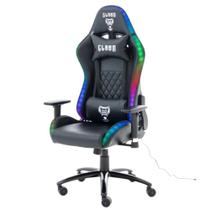 Cadeira Gamer Giratória King Black luzes LED RGB Profissional Para maior Conforto Com Almofadas e Ajuste Altura e Inclinação
