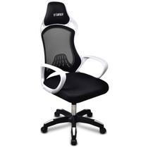 Cadeira Gamer Goldentec GT Moon Cor Preto/Branco Ajuste de Altura Com Encosto para pescoço
