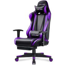 Cadeira Gamer GTRACING com Apoio para Pés, Cadeira Ergonômica para Computador, Reclinável com Ajuste de Altura, Giratória com Encosto de Cabeça e Lombar (Roxo)