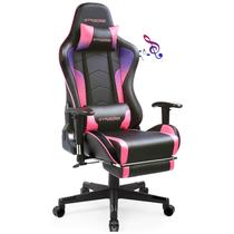 Cadeira Gamer GTRACING com Caixas de Som Bluetooth e Descanso para Pés Ergonômica