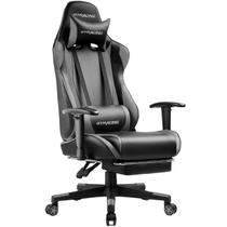 Cadeira Gamer GTRACING com Descanso para Pés, Cadeira Ergonômica para Computador, Reclinável com Ajuste de Altura, Giratória com Apoio de Cabeça e Lombar (Cinza)