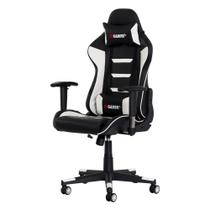 Cadeira Gamer II Reclinável 180º Giratória Preto e Branco Altura Ajustável Função Relax - Waw Design