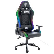 Cadeira Gamer KING Gaming CLANM RGB, Preto, Luz RGB, Com Almofadas, Reclinável Suporta até 150kg Com Ajuste de Altura