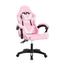 Cadeira Gamer Kloof KL1 Reclinável 135 graus Giratória Couro PU Branco e Rosa Cadeira Gamer Kloof KL1 Reclinável 135 graus Giratória Couro PU Branco e Rosa