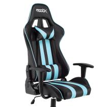 Cadeira Gamer Moob Nitro Reclinável 180º Com Almofadas Para Lombar e Pescoço e Regulagem de AlturaPreto/Azul
