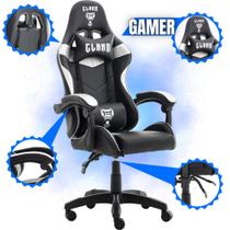 Cadeira Gamer MOUNT BLACK/GRAY de Alta Resistência Giratória com Rodinhas, Ajuste Lateral Ombro e Encosto Para Jogos - Clanm