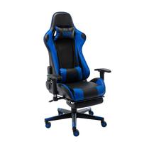 Cadeira Gamer MVP Preto Azul Apoio Pernas Couro Fratini