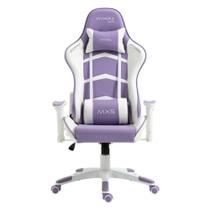 Cadeira Gamer Mymax MX5, Até 150Kg, com Ajuste de altura, Giratória, Branco e Roxo - MGCH-MX5/PRWH