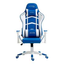 Cadeira Gamer Mymax MX5, Até 150kg, Com Almofadas, Reclinável, Descanso de Braço 2D, Branco e Azul