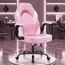 Cadeira Gamer OLIXIS Grande e Alta Ergonômica em Couro PU Rosa