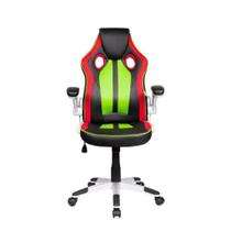 Cadeira Gamer Pelegrin PEL-3009 Couro PU Preta, Vermelha e Verde