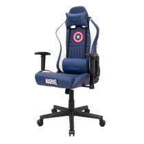 Cadeira Gamer Profissional Marvel, Reclinável, Suporta 150kg, Azul- Capitão América - Futura