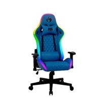 Cadeira Gamer RGB Fox Racer Azul Iluminação LED-Logo Preto