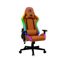 Cadeira Gamer RGB Fox Racer Marrom Iluminação LED Logo Preto