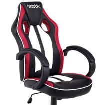 Cadeira Gamer ROYALE Preto, Branco e Vermelho com Regulagem de altura - MOOBX