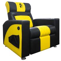 Cadeira Gamer Sparta com Encosto Reclinável e Carregador USB material sintético Preto/Amarelo SOFA STORE
