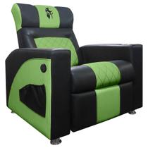 Cadeira Gamer Sparta com Encosto Reclinável e Carregador USB material sintético Preto/verde SOFA STORE