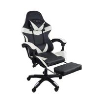 Cadeira Gamer Stillus Ergonômica Com Apoio Para Os Pés Preto E Branco Cadeira Gamer Stillus Ergonômica Com Apoio Para Os Pés Preto E Branco