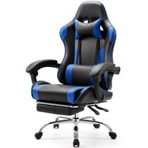 Cadeira Gamer Sweetcrispy Ajustável em Couro PU Azul Cadeira Gamer Sweetcrispy Ajustável em Couro PU Azul