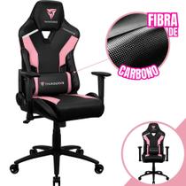 Cadeira Gamer ThunderX3 TC3 Sakura Black Cor Rosa Com Almofada Ergonômica Para Lombar e Apoio de Pescoço e Braço Bidirecional Suporta Até 120Kg