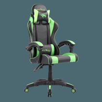 Cadeira Gamer Viper Pro Naja material sintético Reclinável Giratória Preta e Verde