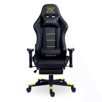Cadeira Gamer XT Racer Attack, Até 120Kg, Reclinável, Apoio de Pés Retrátil, Cilindro de Gás Classe 4, Couro PU, Preta e Amarela - XTR-057