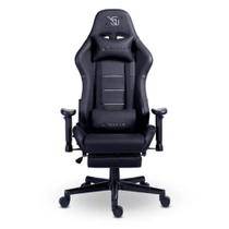 Cadeira Gamer XT Racer Attack, Até 120Kg, Reclinável, Apoio de Pés Retrátil, Cilindro de Gás Classe 4, Couro PU, Preta e Prata - XTR-060
