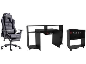 Cadeira Gamer XT Racer Reclinável Giratória + Mesa - Gamer Control + Estante Gamer 1 Prateleira