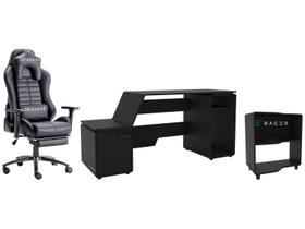 Cadeira Gamer XT Racer Reclinável Giratória + Mesa - Gamer Space One + Estante Gamer Force One