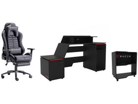 Cadeira Gamer XT Racer Reclinável Giratória + Mesa - Gamer Space Two + Estante Gamer 1 Prateleira