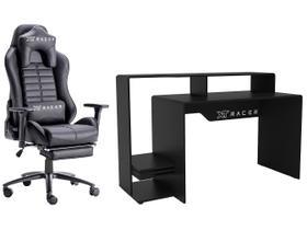 Cadeira Gamer XT Racer Reclinável Giratória - Preta Platinum W Series com Mesa Gamer Expert