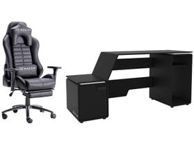 Cadeira Gamer XT Racer Reclinável Giratória Preta - Platinum W Series com Mesa Gamer Space One