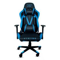 Cadeira Gamer XT Racer Viking Series, Até 120Kg, Reclinável, Com Almofadas, Cilindro de Gás Classe 4, Couro PU, Preta e Azul - XTR-012 Cadeira Gamer XT Racer Viking Series, Até 120Kg, Reclinável, Com Almofadas, Cilindro de Gás Classe 4, Couro PU, Preta e Azul - XTR-012