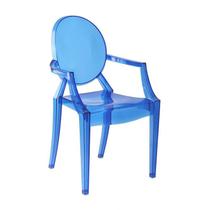 Cadeira Ghost Com Braços Em Policarbonato - Cor Azul Claro