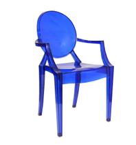 Cadeira Ghost Com Braços Em Policarbonato - Cor Azul Escuro - shopshop