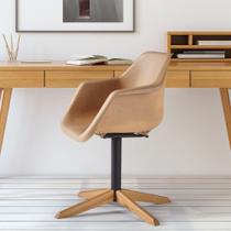 Cadeira Giratória com Base em Aço e Pés em Madeira Maciça Lodelô Cadeira Giratória com Base em Aço e Pés em Madeira Maciça Lodelô