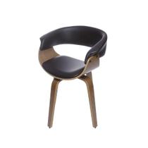 Cadeira Giratoria com Braço Betina Elba PU Café Base Madeira