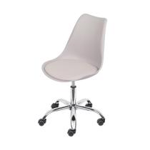 Cadeira Giratória Eames Saarinen Joly Polipropileno Assento Estofado PU Fendi Base Rodízio Cromado