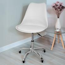 Cadeira Giratória Estofada com Base de Metal Cromado com Rodinhas Rodízios Moderna Premium Ícaro Cadeira Giratória Estofada com Base de Metal Cromado com Rodinhas Rodízios Moderna Premium Ícaro