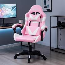 Cadeira Giratória Gamer KL1 - Branco e Rosa