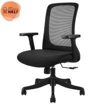 Cadeira Giratória NR-17 Boston Rivatti Tela Mesh Preta Base Rodizio Nylon